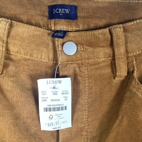 J Crew NWT Light Brown/Mustard Straight Corduroy Pants Women's Sz 29 - Picture 4 of 10